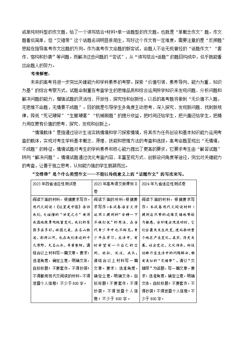 专题30 九省联考热点单概念作文（讲义）-2024年高考语文二轮复习讲义（新教材新高考）02