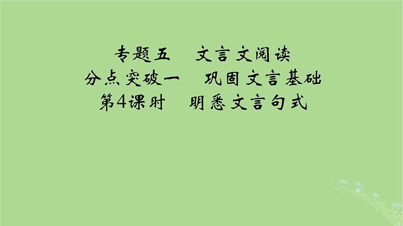 2025版高考语文一轮总复习复习任务群3古诗文阅读专题5文言文阅读分点突破1巩固文言基础第4课时明悉文言句式课件01