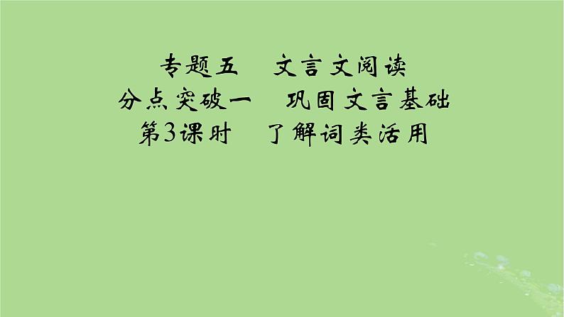 2025版高考语文一轮总复习复习任务群3古诗文阅读专题5文言文阅读分点突破1巩固文言基础第3课时了解词类活用课件01