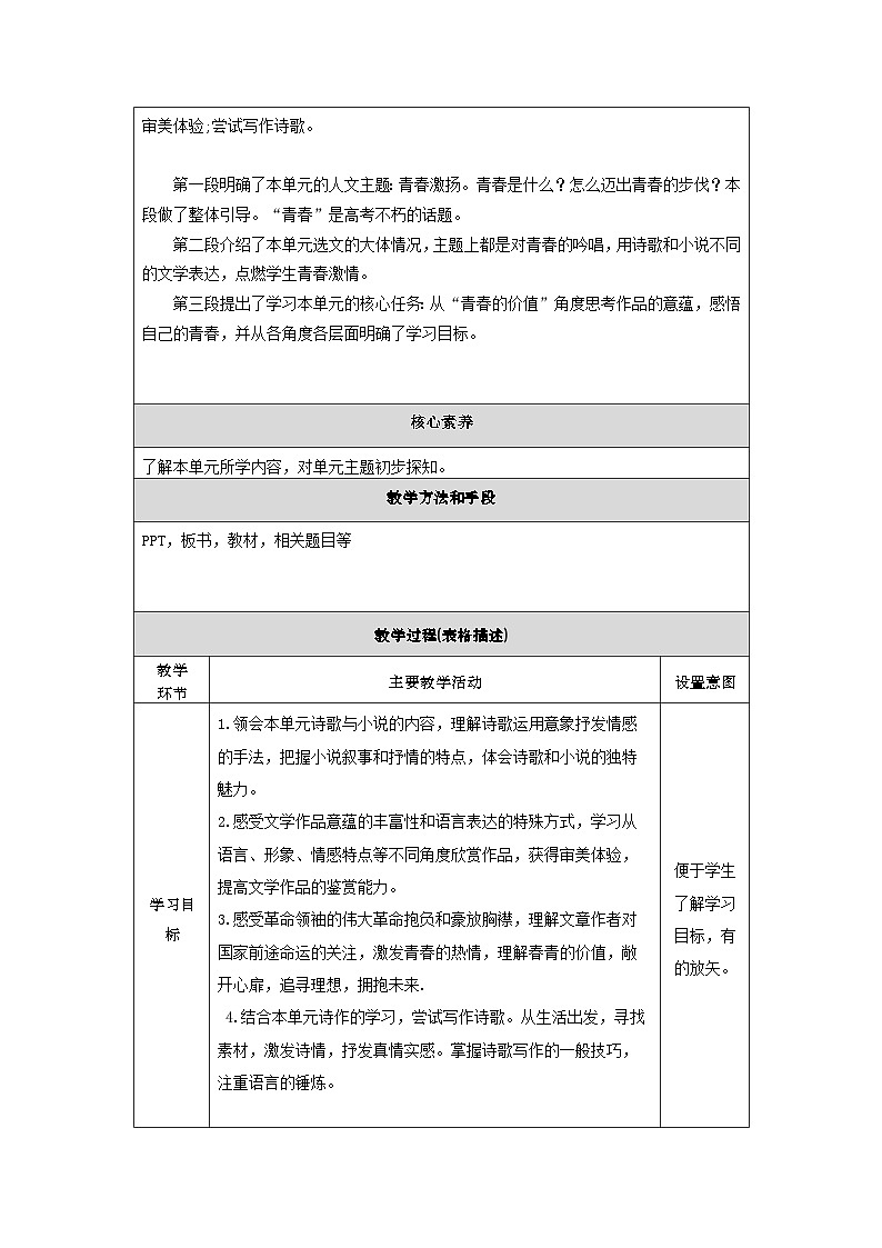 统编版高中语文必修一第一单元单元解读 教案02