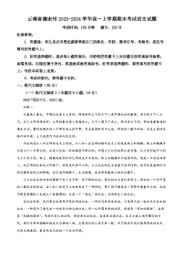 云南省德宏州2023-2024学年高一上学期期末语文试题（Word版附解析）