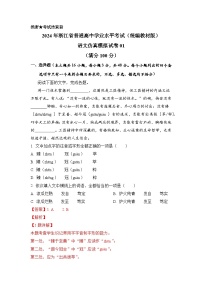 2024年7月浙江省普通高中学业水平语文仿真模拟01试卷（Word版附解析）