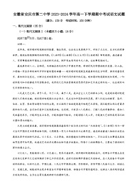 2024安庆二中高一下学期期中语文试题含解析