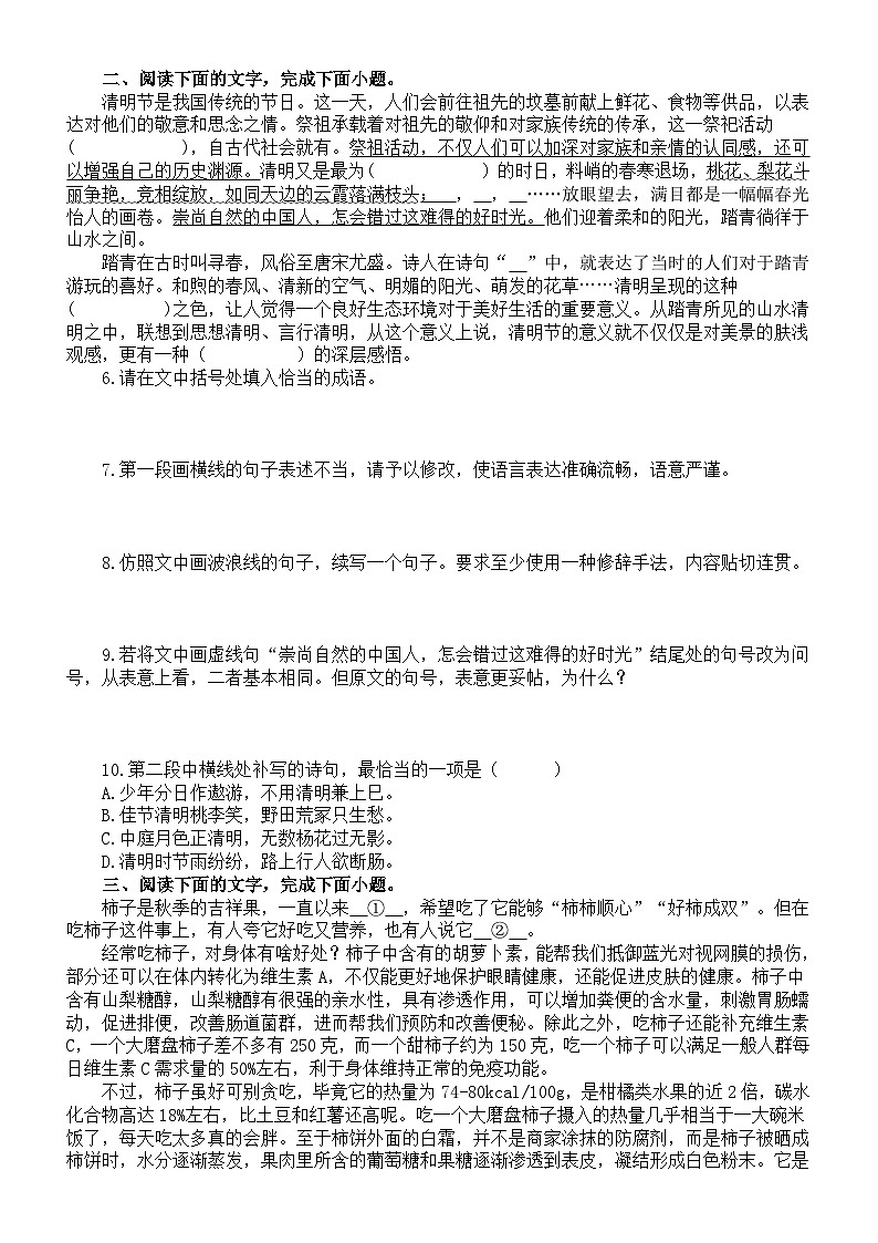 高中语文2024届高考复习语言表达运用新题型系列练习0503（共十大题，附参考答案和解析）第2页