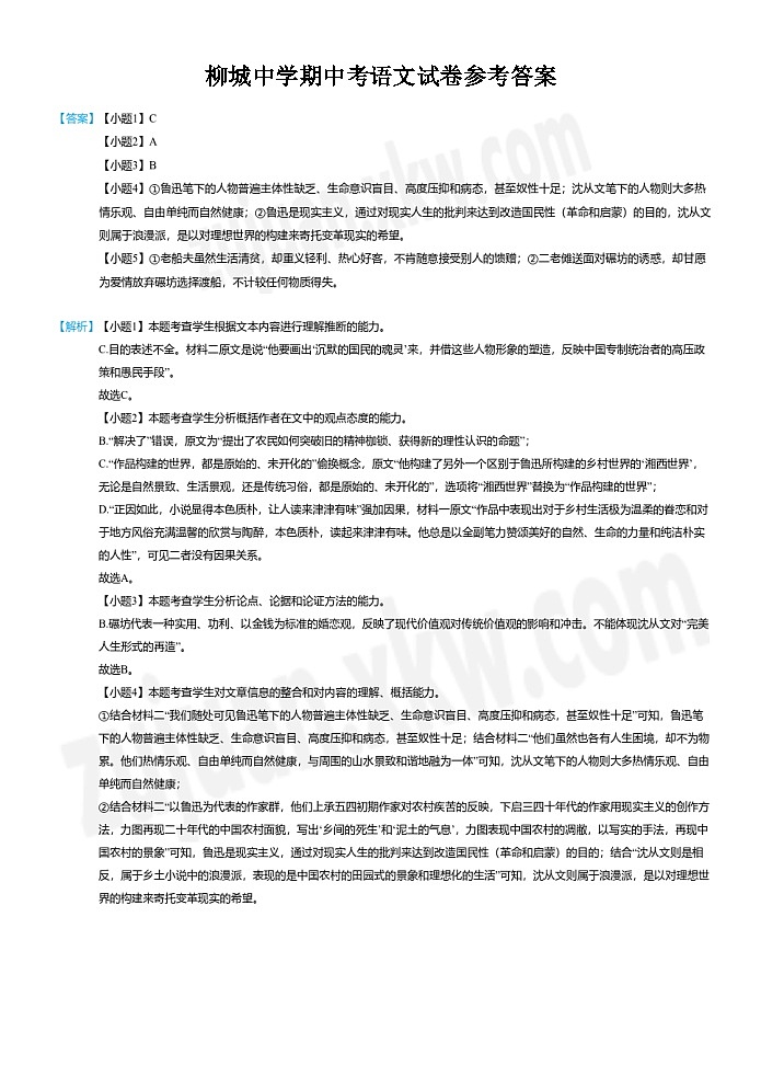福建省泉州市南安市柳城中学2023-2024学年高二下学期5月期中考试语文试题01