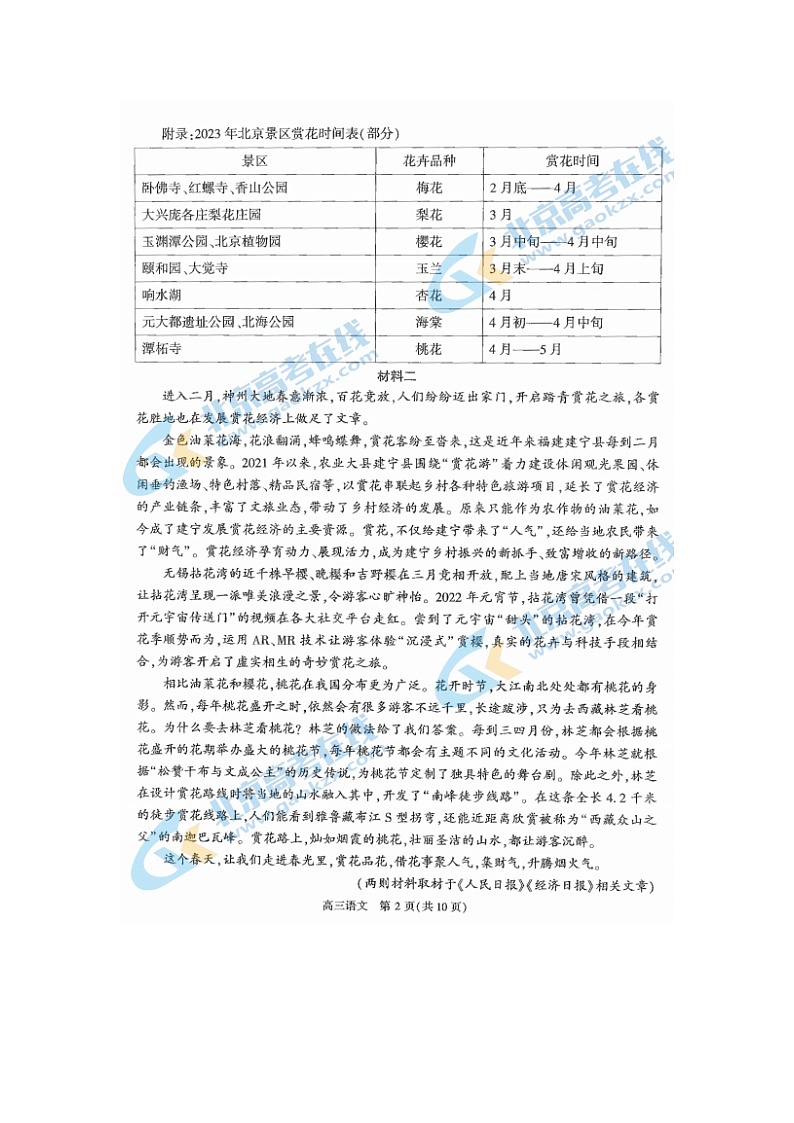 2023届北京朝阳区高三一模语文试题02