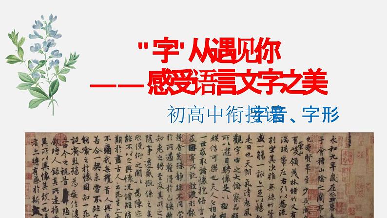 《“字”从遇见你——感受语言文字之美  字音字形》 开学第一课课件初高中衔接第1页