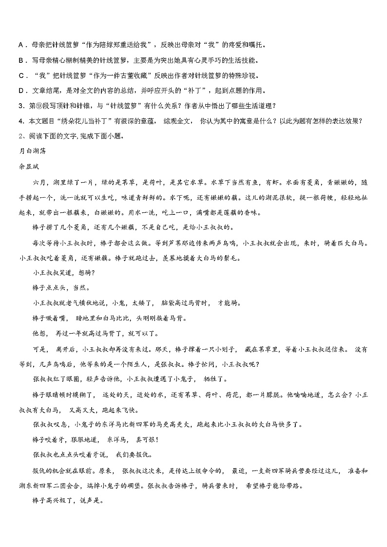 2024年广西南宁市高考语文模拟试卷（解析版）第3页