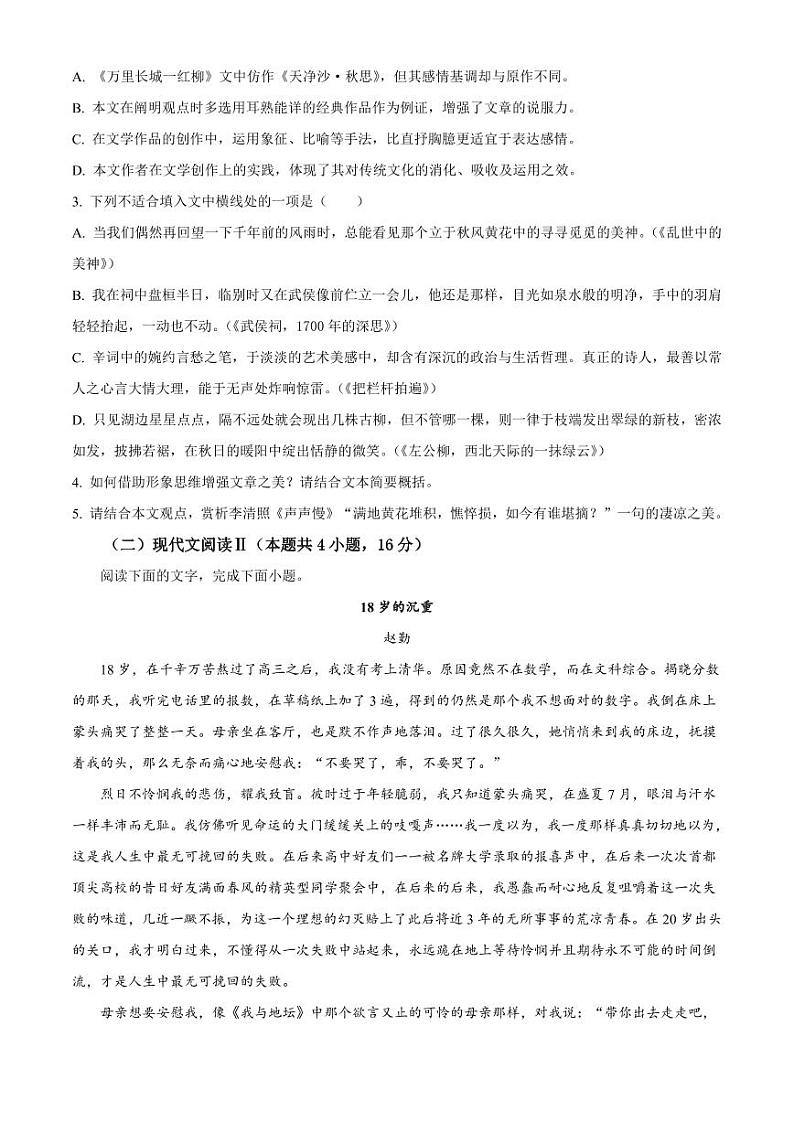 吉林省通化市梅河口市第五中学2024届高三下学期一模试题语文第3页