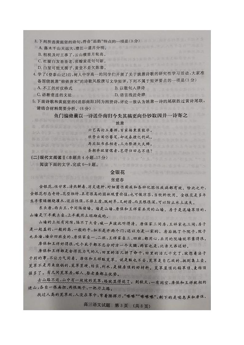 2024届山东省济南市高考针对性训练语文试题第3页