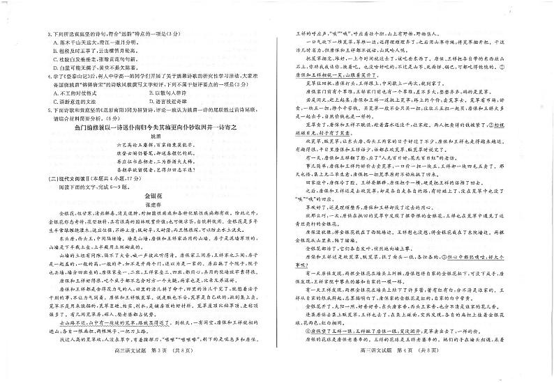 山东省济南市高考针对性训练语文试题+参考答案（5月14日济南三模）第2页