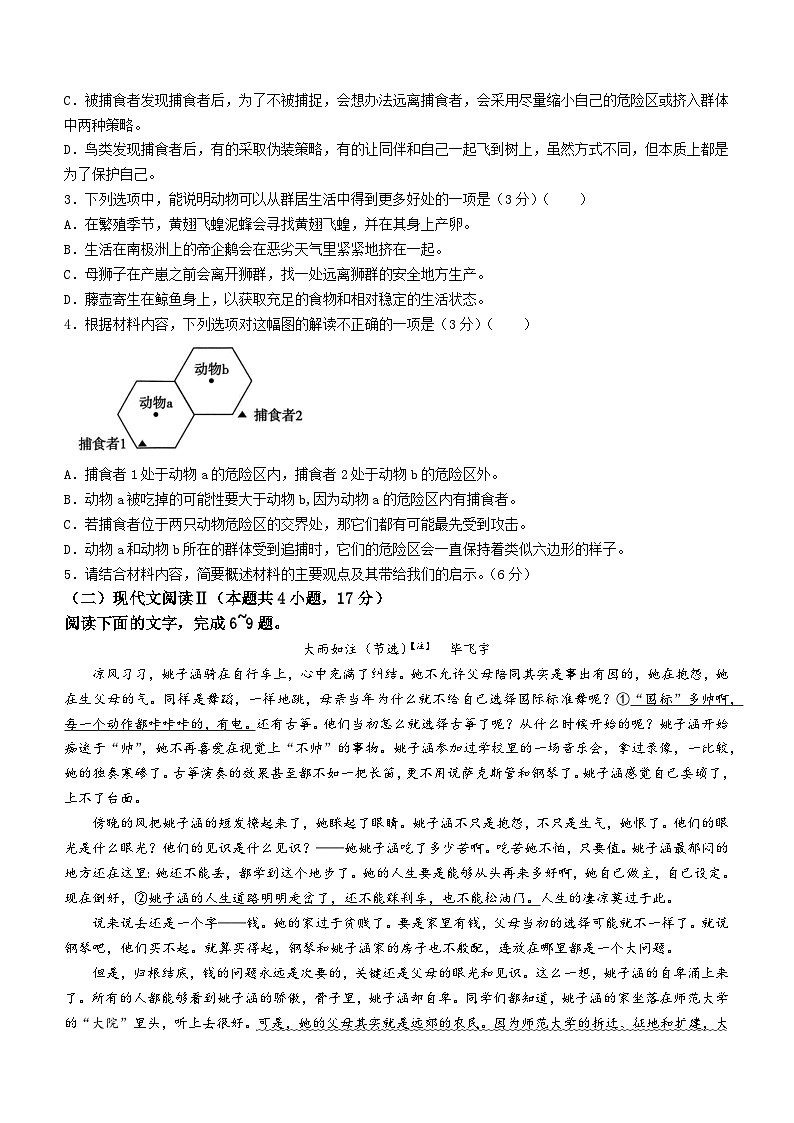2024长沙长郡中学高三下学期高考适应考试（四）语文试题含解析03