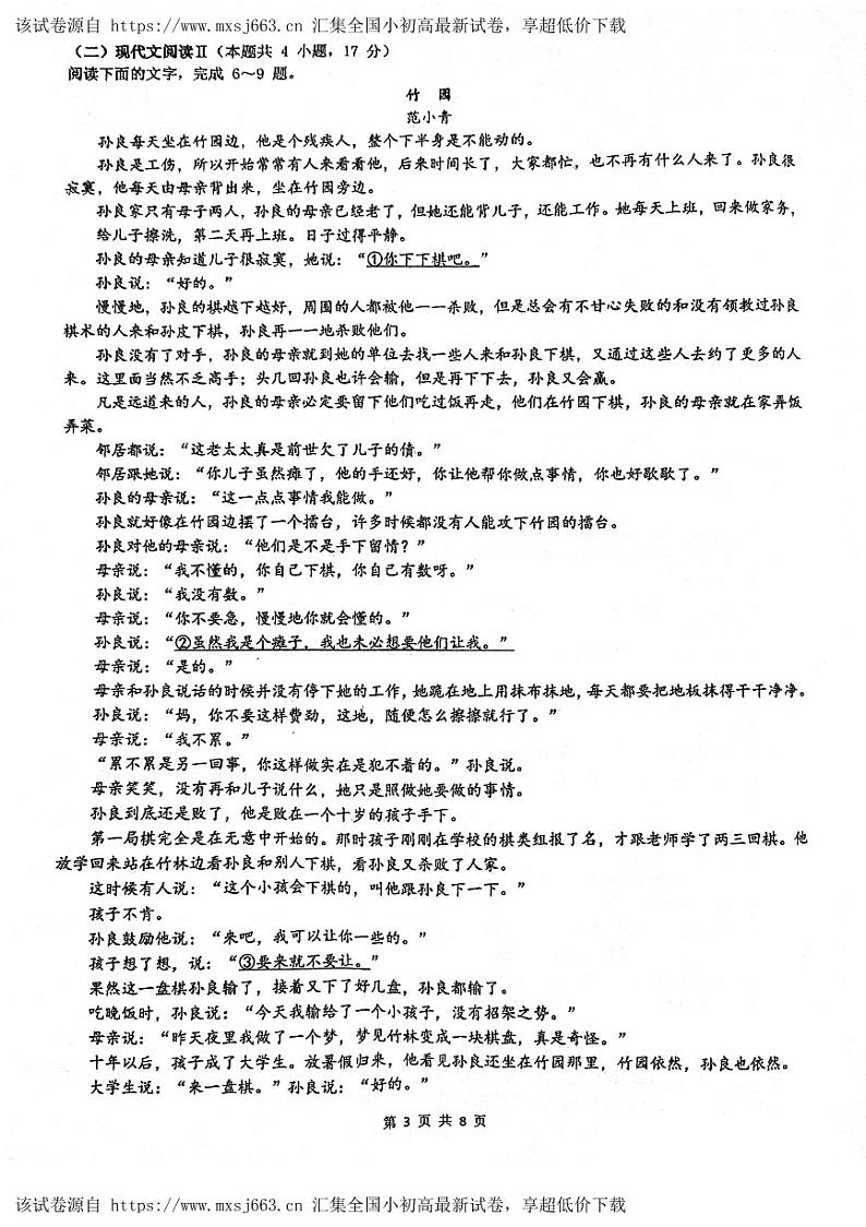 08，广东省汕头市潮阳实验学校2023~2024学年高一下学期期中考试语文试卷03