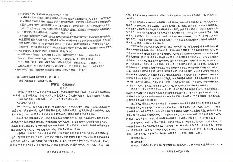 2024届安徽省淮北市高三第二次模拟考试语文试题02