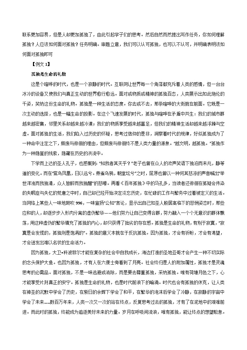 【满分作文】高考语文作文《携文化自信，踏强国征程》《孤独是生命的礼物》（讲义）03
