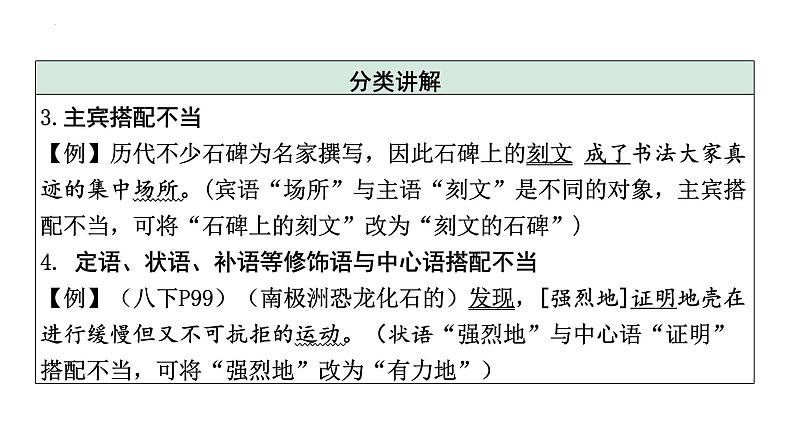 2024届高考语文二轮复习专项：常考病句类型技巧突破及训练课件第3页