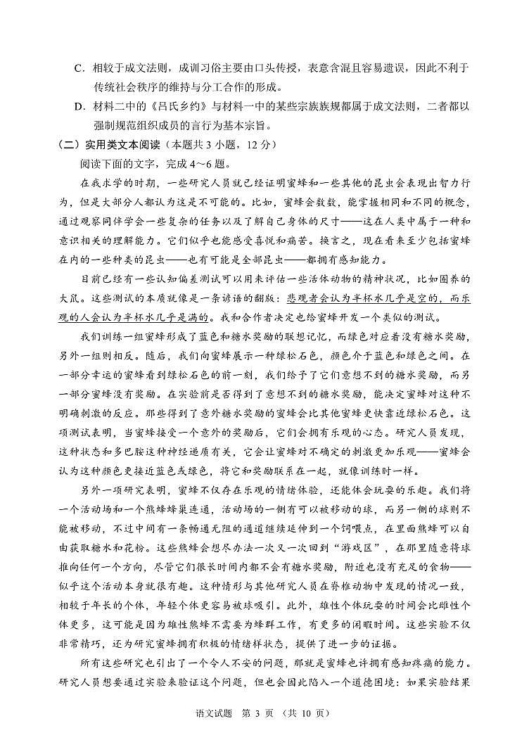 2024大数据精准教学联盟高三下学期5月第二次统一监测试题（甘孜州三模）语文PDF版含解析、答题卡（可编辑）03