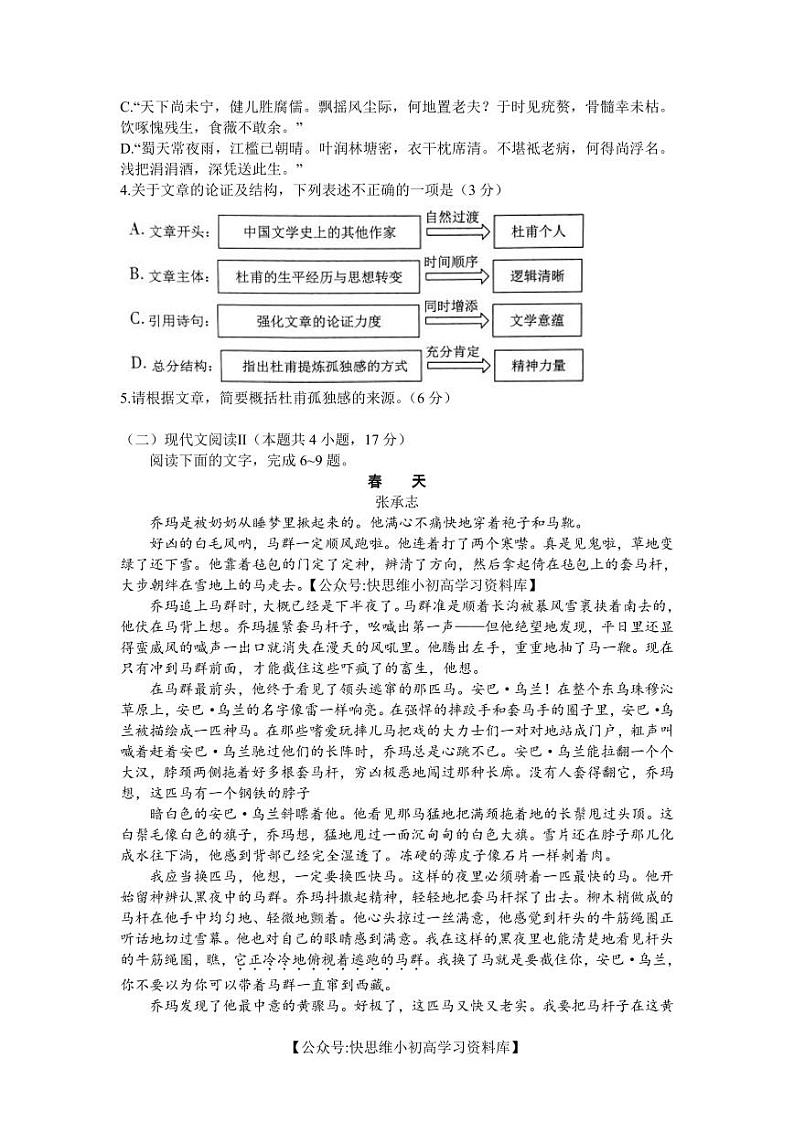 2024届安徽省合肥市一六八中学高三最后一卷语文试题 第3页