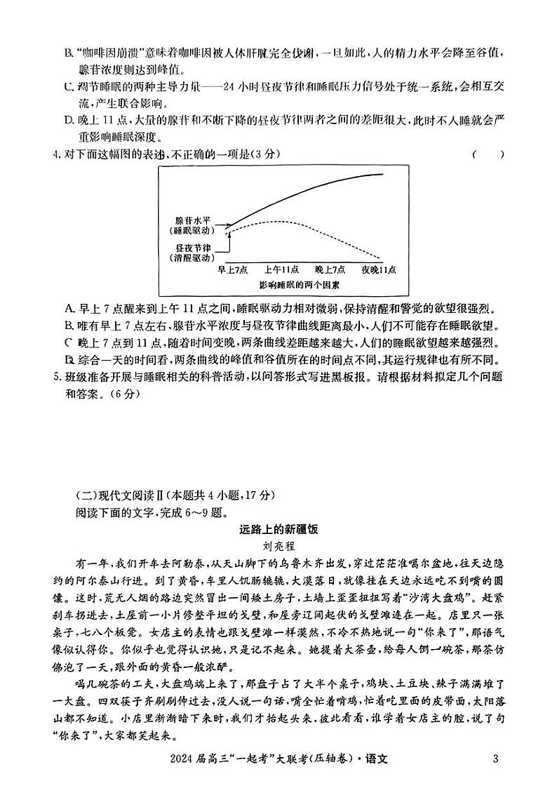 2024届湖南省长沙市第一中学雅礼中学等校高三下学期“一起考”大联考语文试题03
