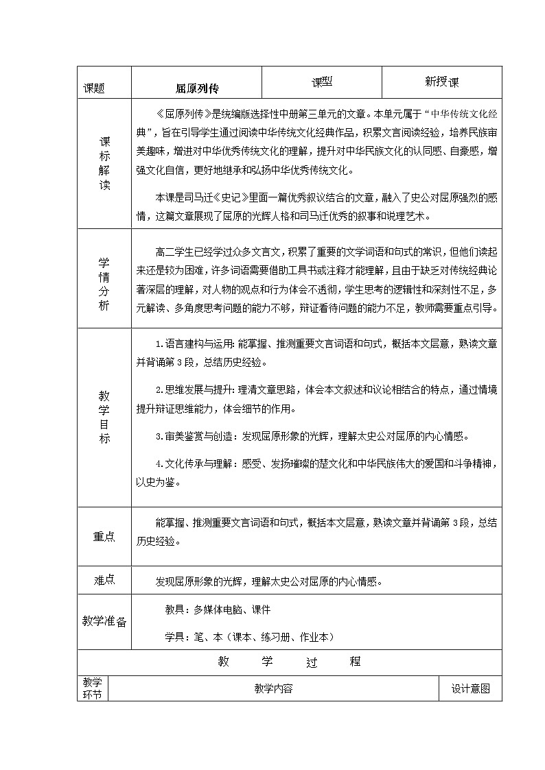 选必中3.1_《屈原列传》教案_人教版语文课件_【课件研究所·自营系列】第1页