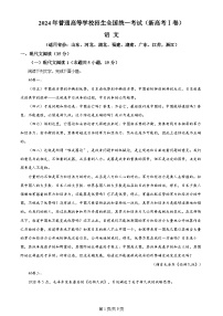 2024年全国高考真题新课标Ⅰ卷语文试卷及答案解析（考后更新）