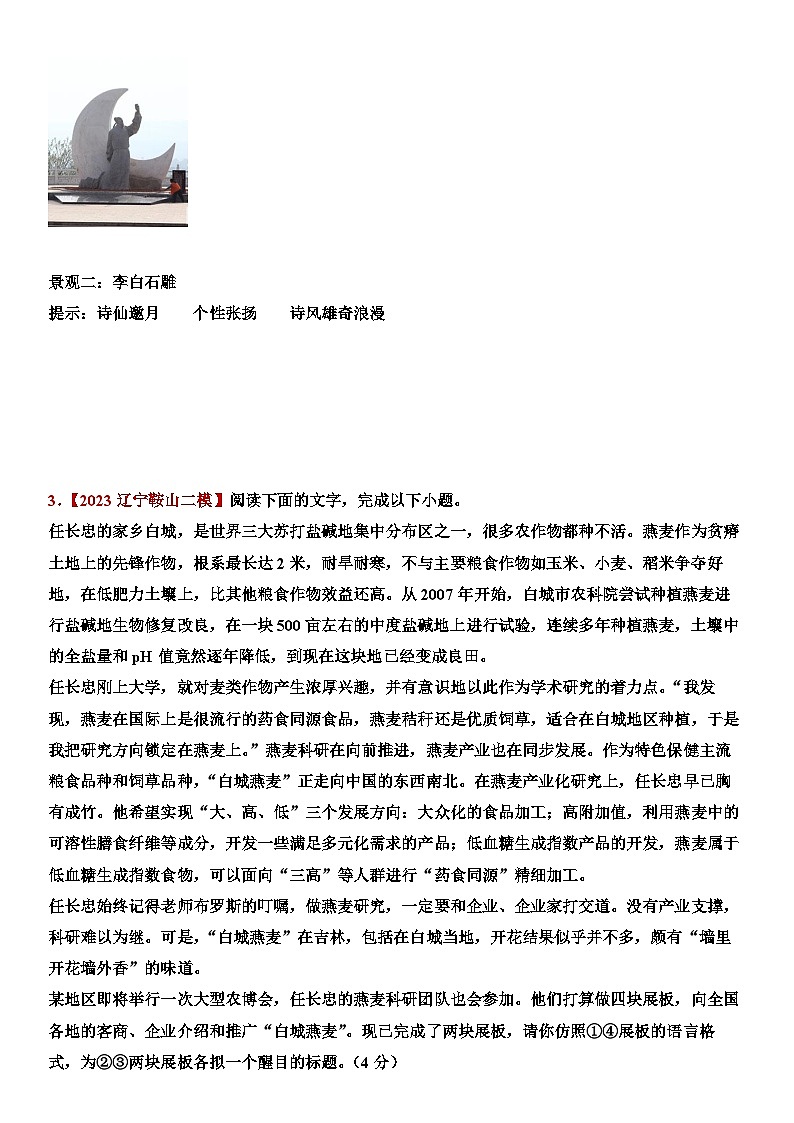 26.语言文字运用，选用、仿用、变换句式-2024年高考语文二轮专题讲练（原卷版）第3页
