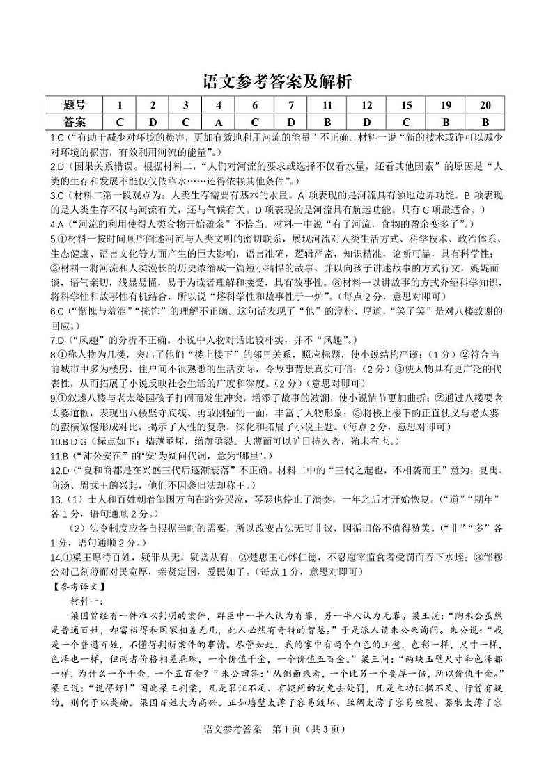 2024阜阳皖江名校联盟高三下学期模拟联考最后一卷语文试题扫描版含解析01