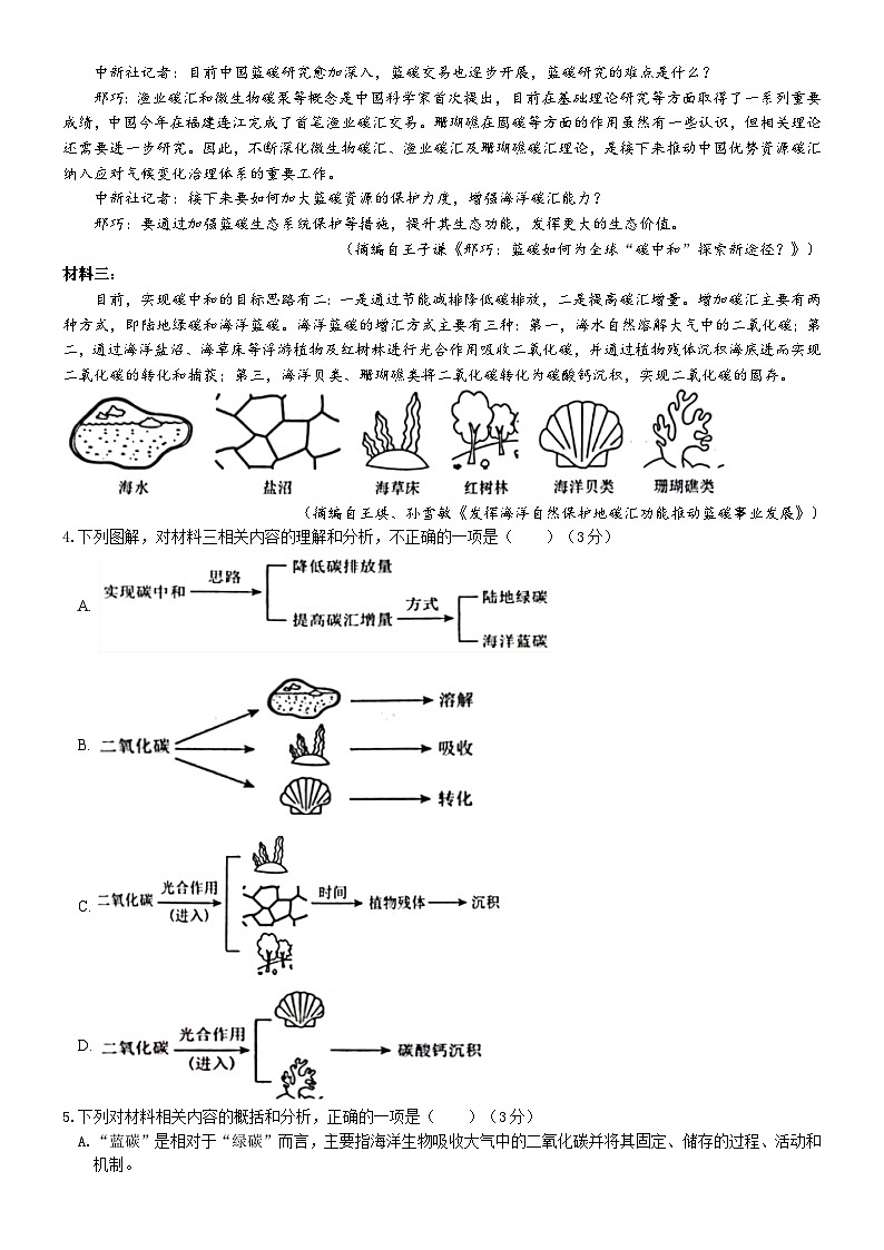 12，四川省绵阳市南山中学实验学校2023-2024学年高三下学期模拟冲刺（四）语文试题第3页