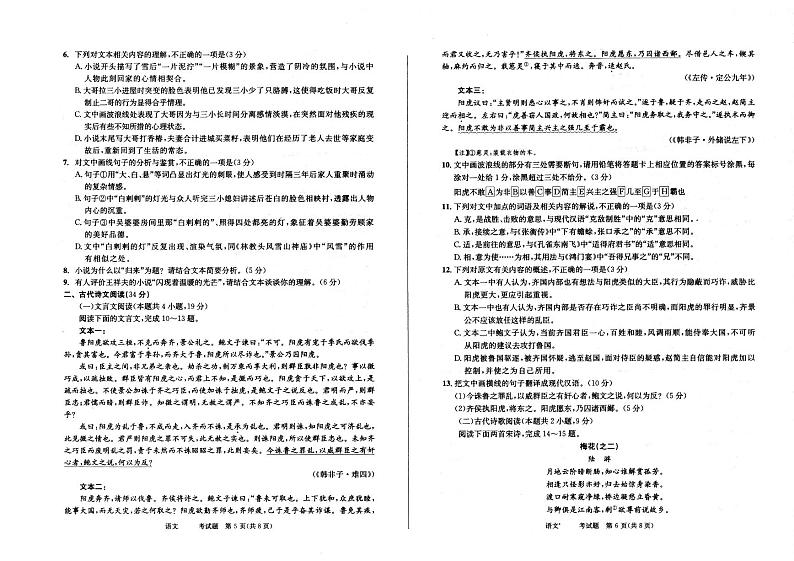 2024届四川省成都市石室中学高三下学期5月三诊模拟考试语文试题及答案03