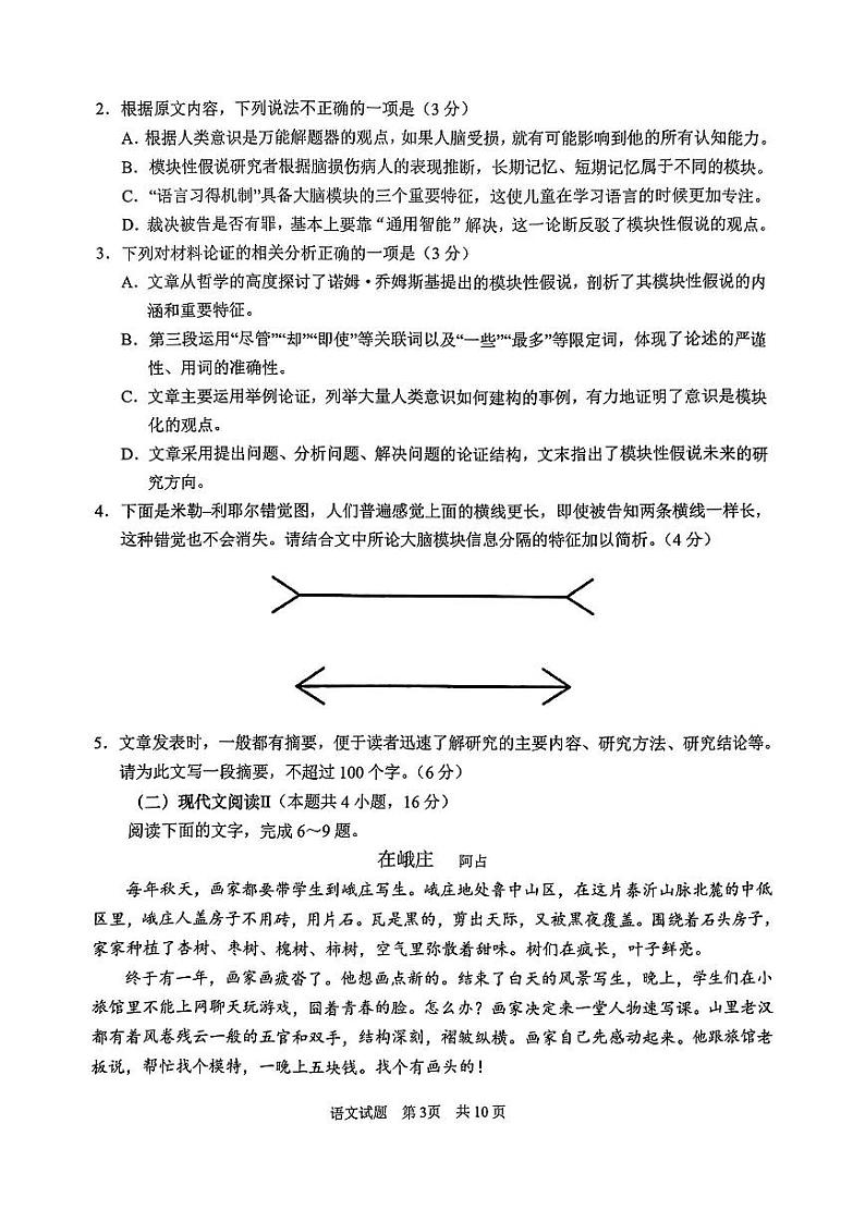 山东省青岛市2024届高三年级第三次适应性检测考试(青岛三模)语文03