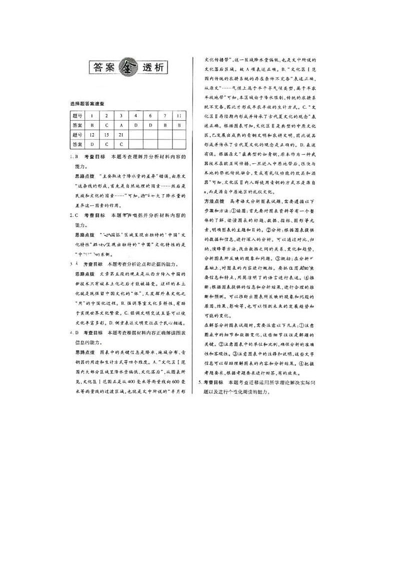 2024届天一大联考高三考前冲刺模拟语文试题答案第1页