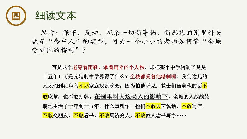 13.2《装在套子里的人》课件-2023-2024学年高一下学期语文大单元教学同步备课课件（统编版必修下册）第8页