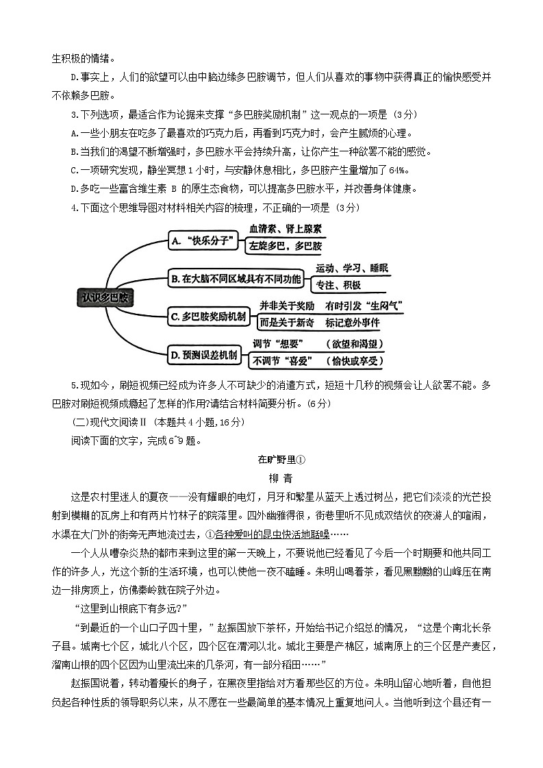2025届河北省“五个一”名校联盟高三第一次联考语文试卷第3页