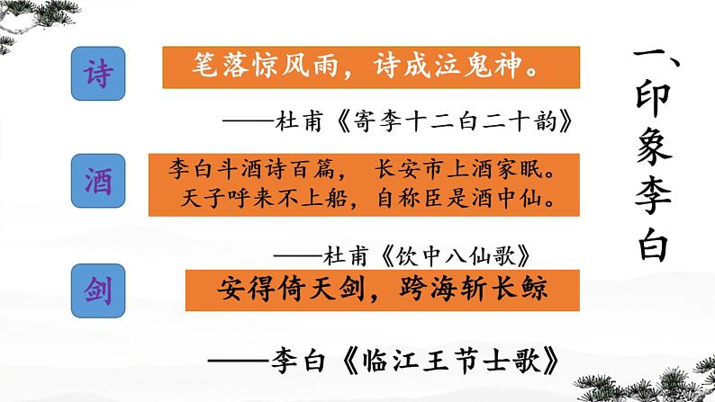 部编版2024高中语文必修上册第三单元第二课《梦游天姥吟留别》课件第3页