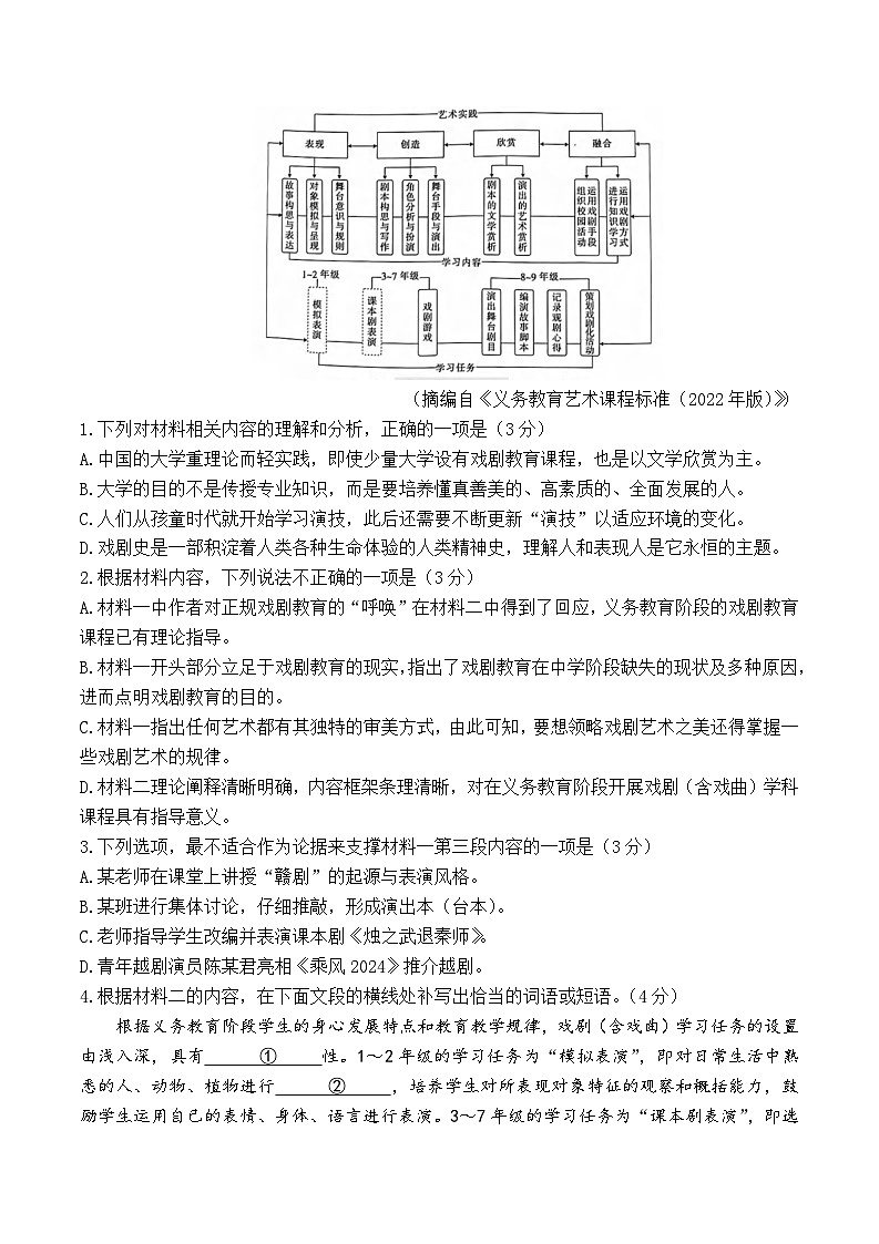 江西省上进联考2023-2024学年高一下学期期末调研检测语文试题03