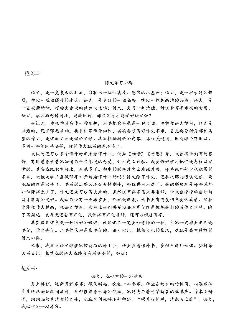 精品范文——语文学习（高二）学案03