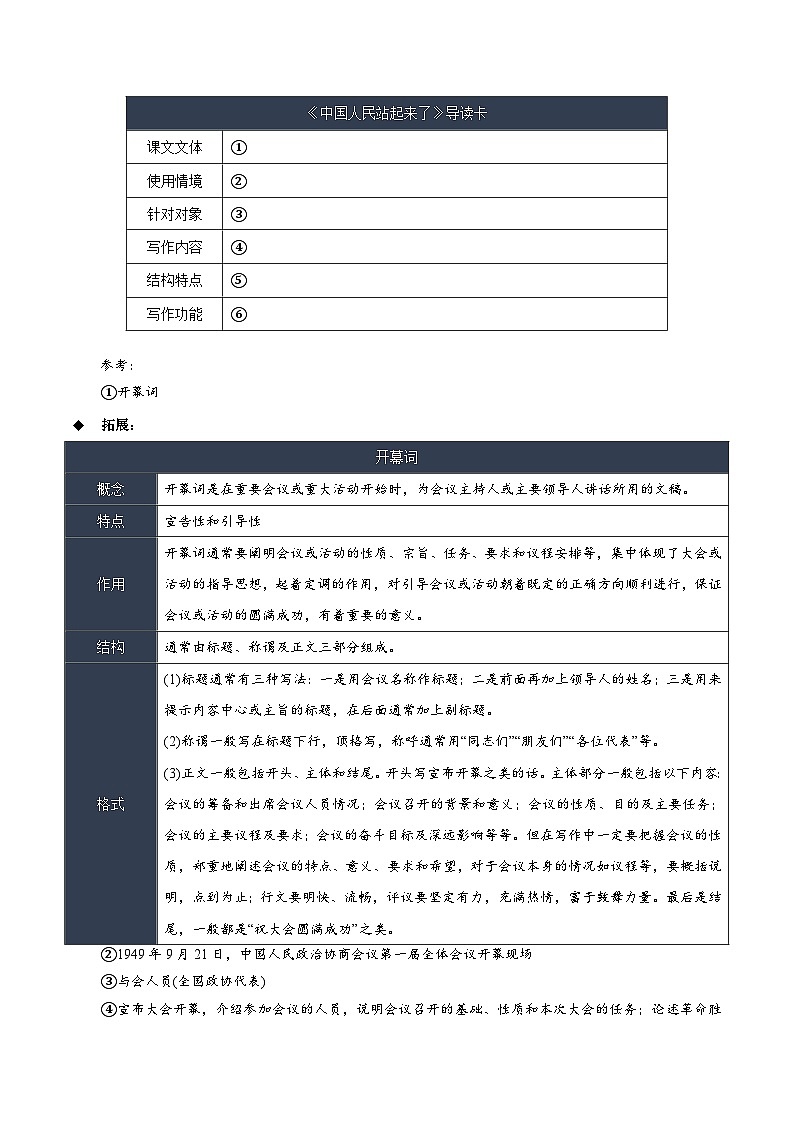 人教统编版高中语文选择性必修上册1《中国人民站起来了》课件+教案+导学案+分层作业03