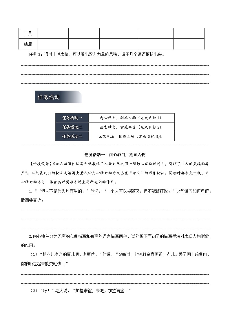 人教统编版高中语文选择性必修上册10《老人与海（节选）》课件+教案+导学案+分层作业02