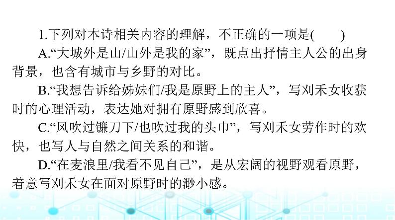 高考语文一轮复习现代文阅读Ⅱ专题二第三节现代诗歌、戏剧阅读课件06