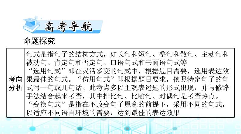 高考语文一轮复习专题一0二选用、仿用、变换句式课件02