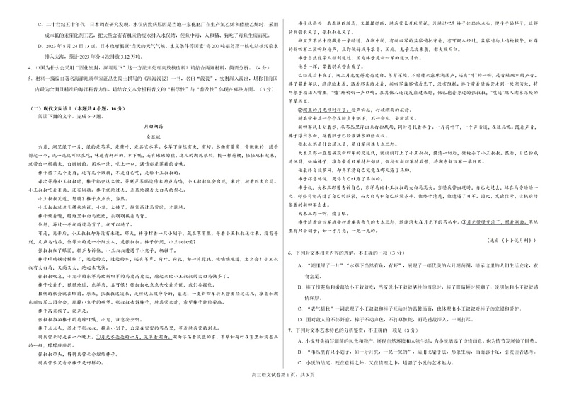 广西钦州市示范性高中2024-2025学年高三上学期开学考试语文02