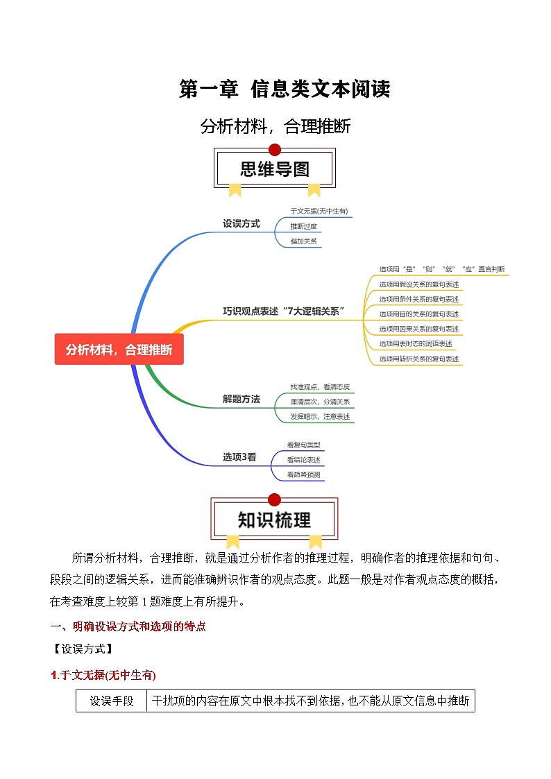 新高考语文一轮复习知识清单专题：信息类文本分析材料，合理推断（解析版）第1页
