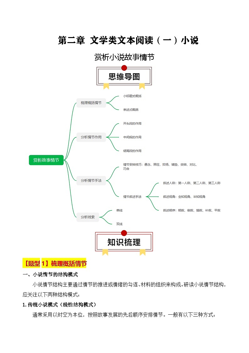 新高考语文一轮复习知识清单专题：赏析小说故事情节（2份打包，原卷版+解析版）01