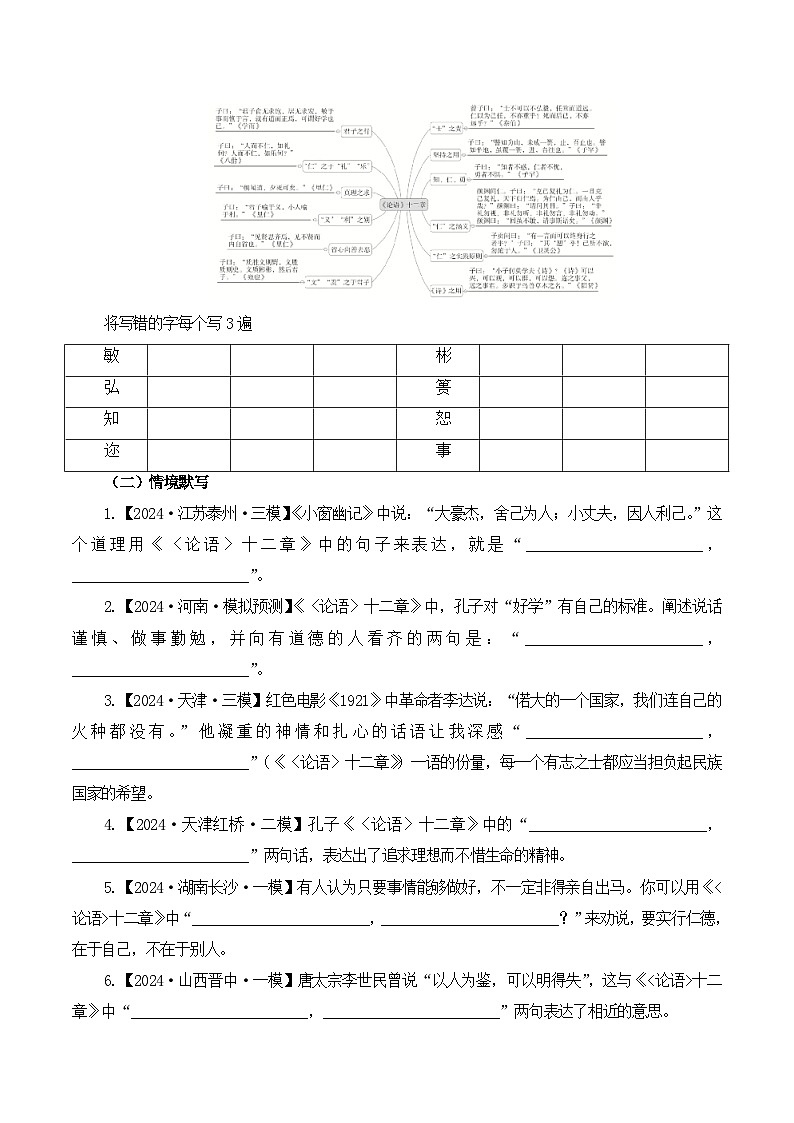 新高考语文一轮复习古诗文默写+阅读闯关练习第1篇 《〈论语〉十二章》（原卷版）第2页