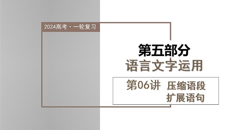 新高考语文一轮复习课件专题六第06讲 压缩语段和扩展语句第1页