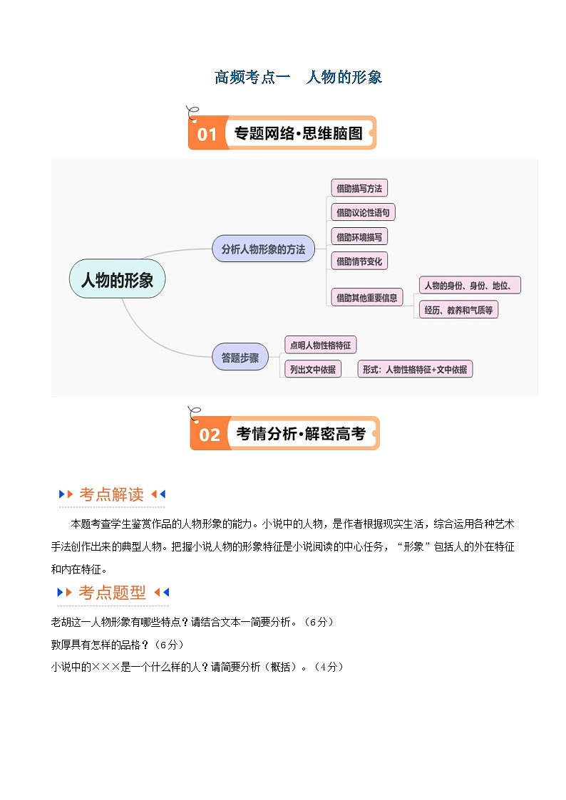 新高考语文二轮复习考点追踪练习04 文学类文本阅读小说之形象分析（讲义）（解析版）第2页