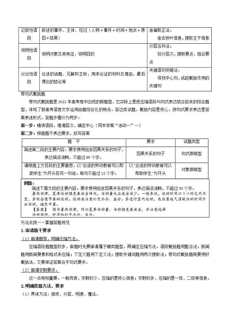 新高考语文一轮复习专题六第06讲  压缩语段和扩展语句（讲义）（2份打包，原卷版+解析版）03
