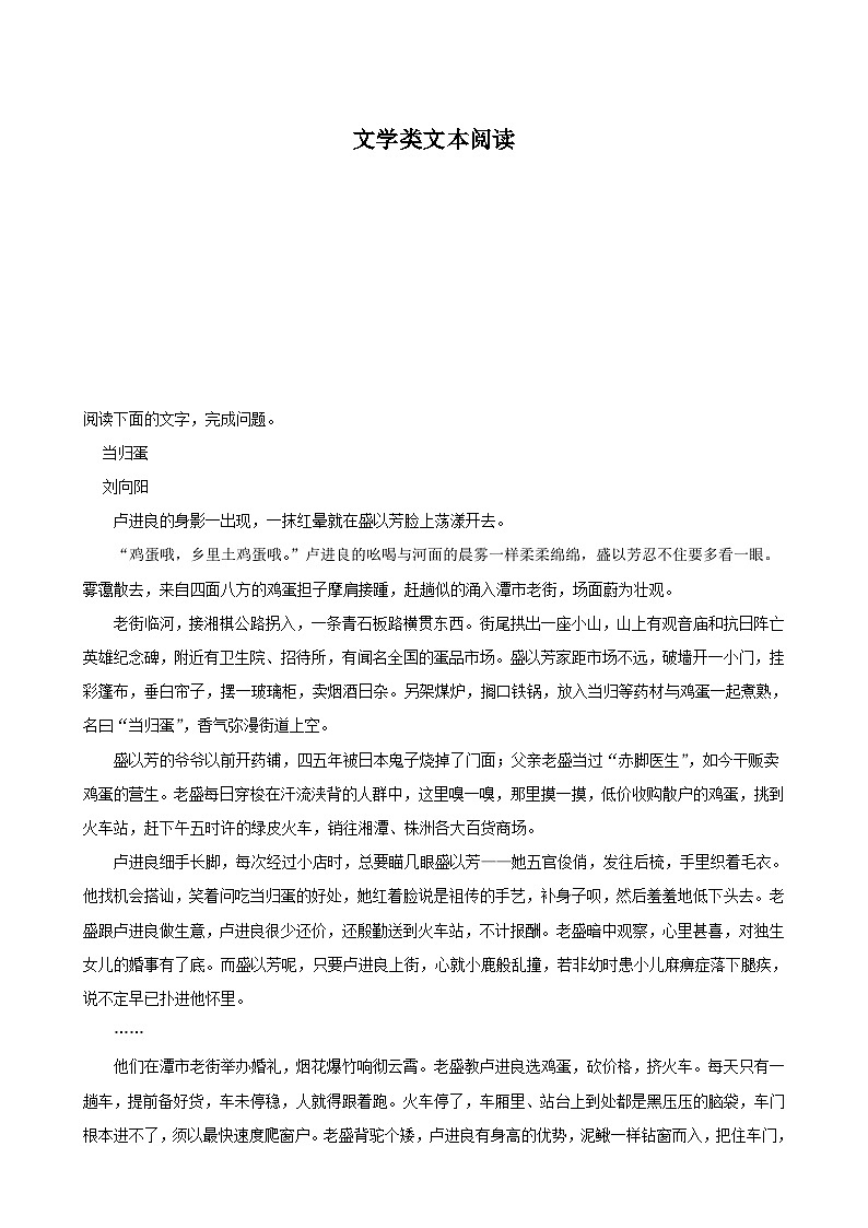 新高考语文一轮复习专题训练专题06  文学类文本阅读（原卷版）第1页