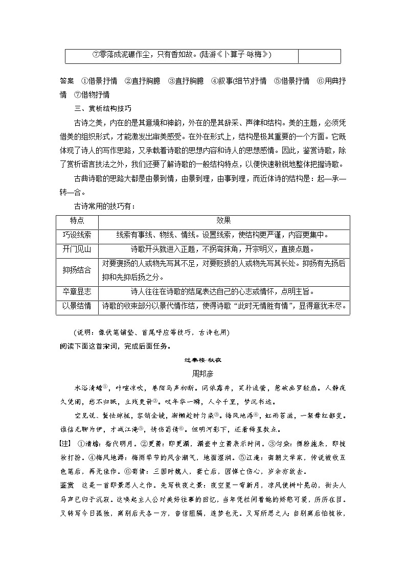 新高考语文一轮复习学案古诗词阅读与鉴赏课时47赏析表达技巧之表达方式与结构技巧及其他——精准判断，精析效果03