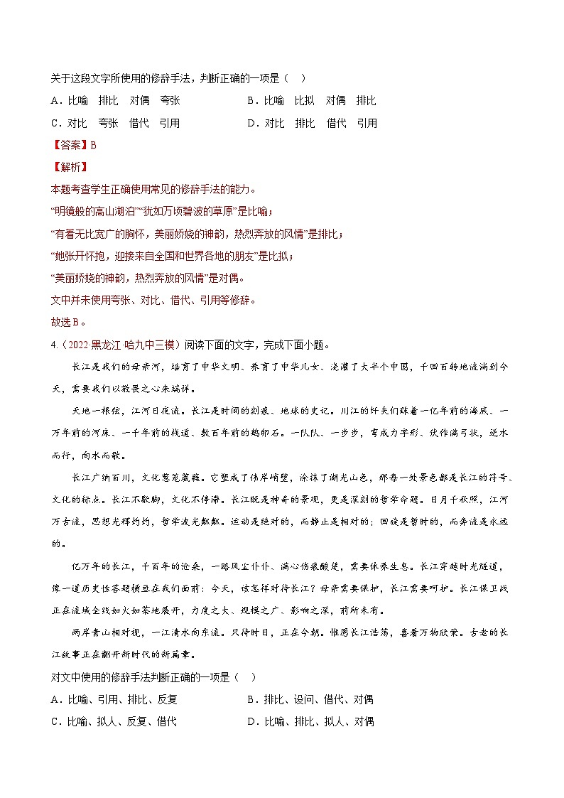 新高考语文一轮复习考点微专题考向06  辨析修辞手法（含解析）03